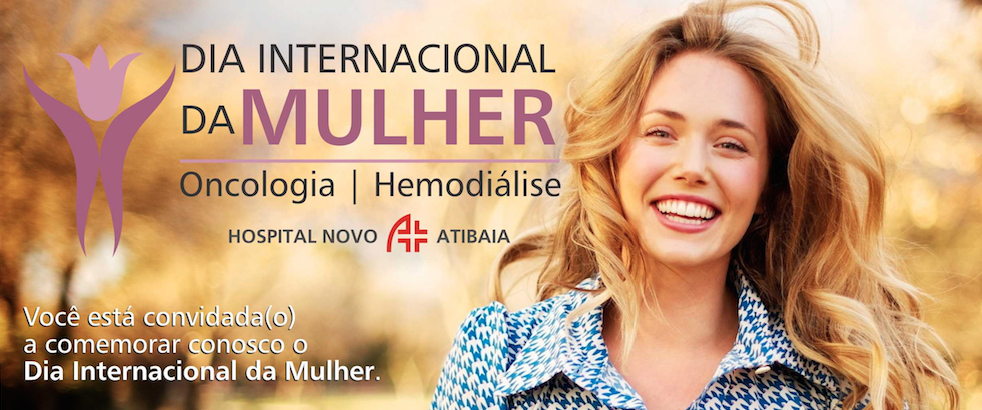 Cartaz do Dia Internacional da Mulher no Hospital Novo Atibaia